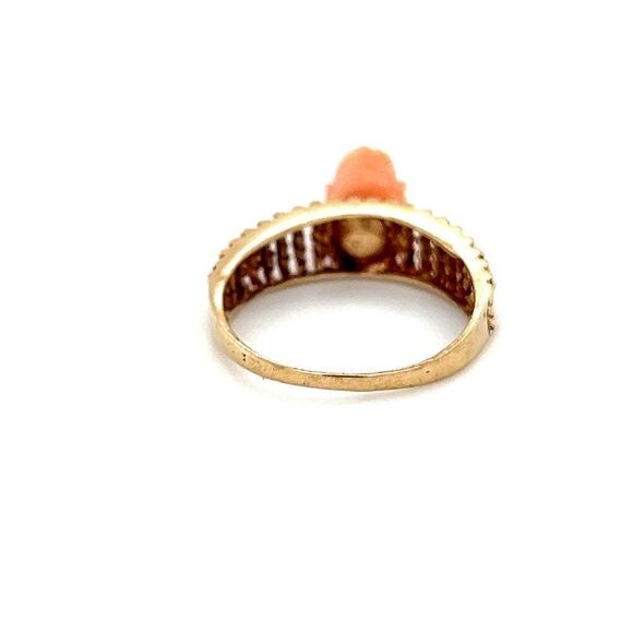 14k Coral Carved Rose Ring - Picture 8 of 10
